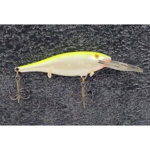 Vintage Rapala Shad Rap SR-8 FC Flour/Char 3 1/8" Deep Crankbait Lure Finland